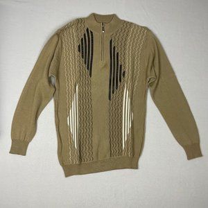 Miko Quarter Zip Sweater Men's Medium Long Sleeve Tan Wool Acrylic Blend Knit